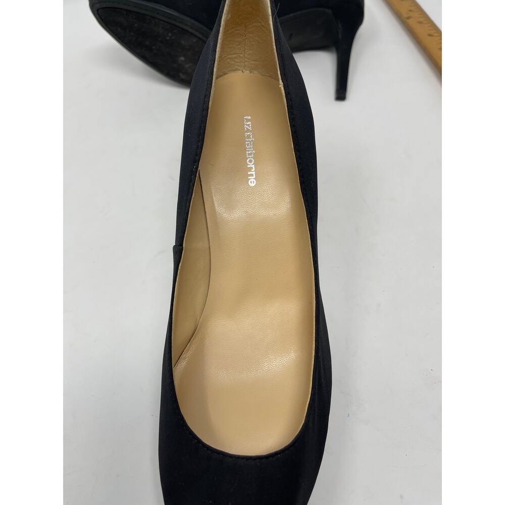 LIZ CLAIBORNE Black Fabric PEEP TOE Pumps 8.5M - Picture 6 of 8